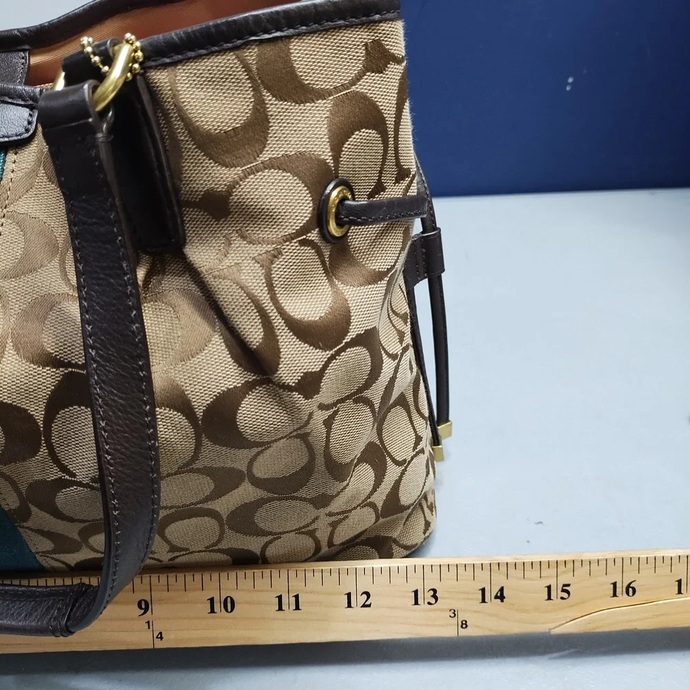 Coach Signature Handbag Womens Multi Canvas Double Handles Magnetic Closure